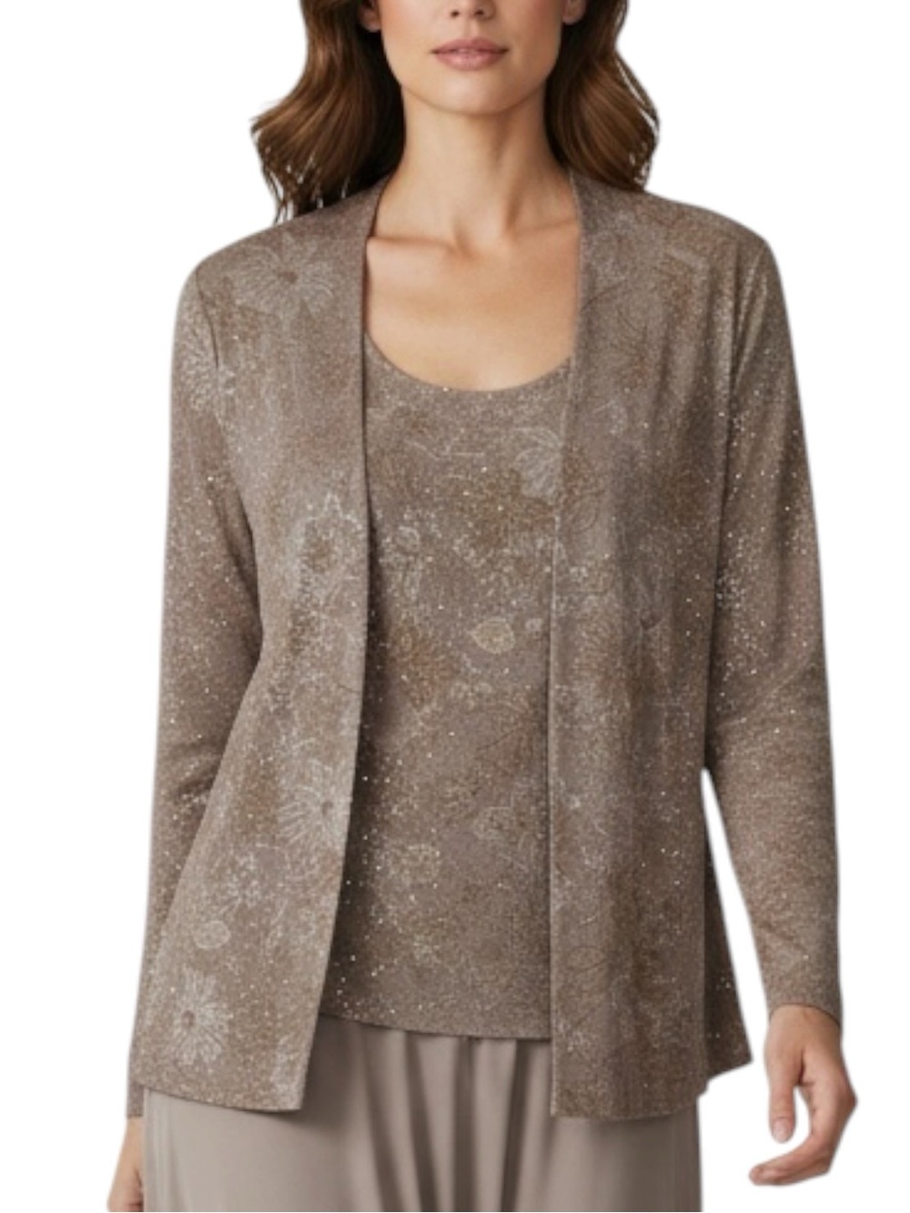 ALEX EVENINGS Sparkle Taupe Knit Cardigan & Tank Set Size 3X — NWT -- STUNNING!! - Picture 10 of 11